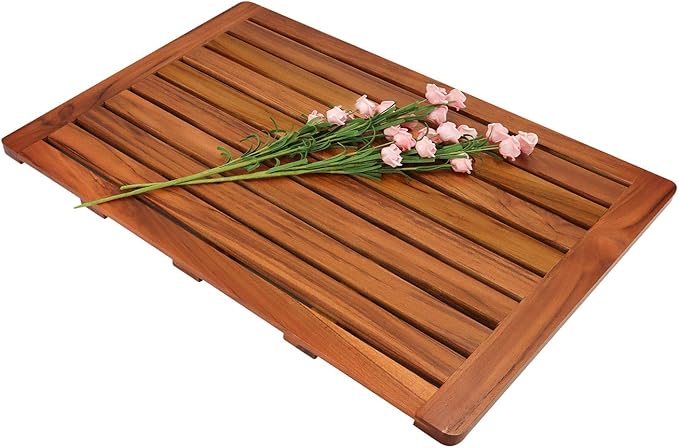(24"x18") Teak Wood Bath Mat, Shower Mats for Bathroom