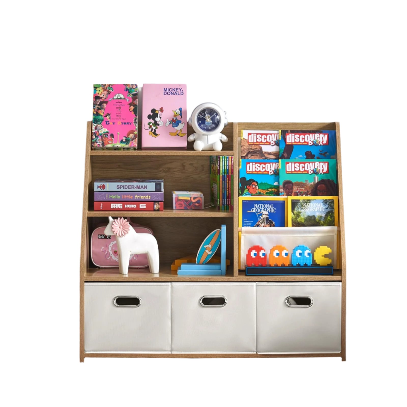 Kids Bookshelf, Kids Toy Storage Organizer with Storage Bins