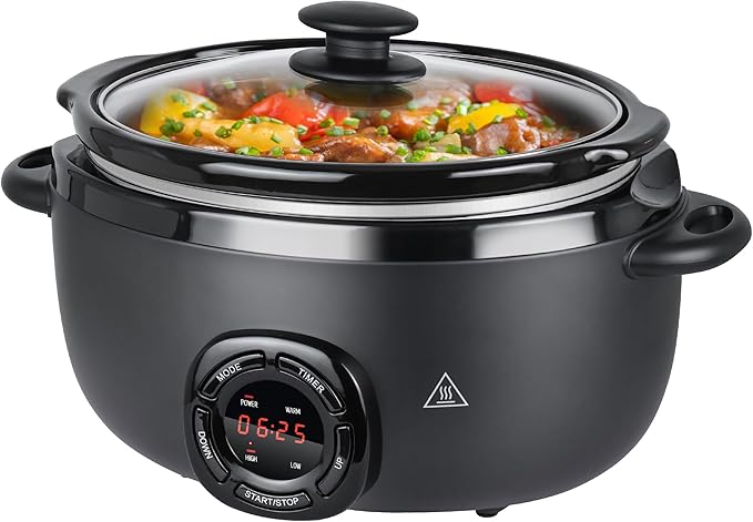 7 Quart Slow Cooker, Electric Slow Cooker Oval with Nonstick Removable Inner Ceramic Pot
