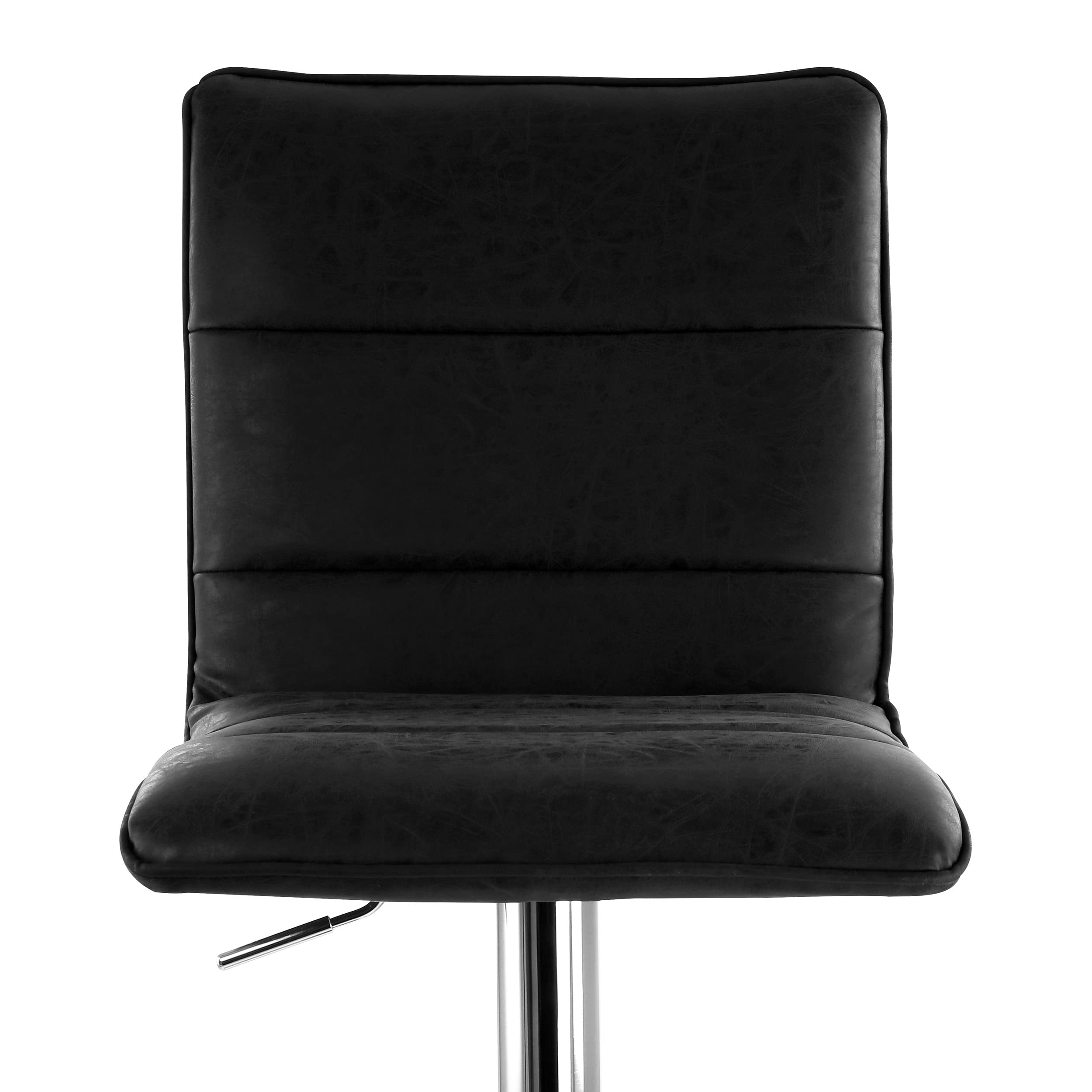 Vintage Faux Leather Adjustable Bar Stool in Gry with Chrome Base, Black