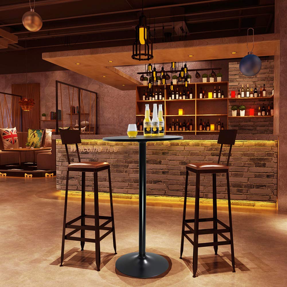 Round Bar Table 23.6-Inch Top for Cocktail Bar Pub Dining Bistro (41.5H, Black)