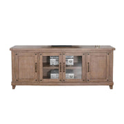 Console, Shelves, Doors, Light Mahogany, 74 Inch, Brown, Bronze and Clear