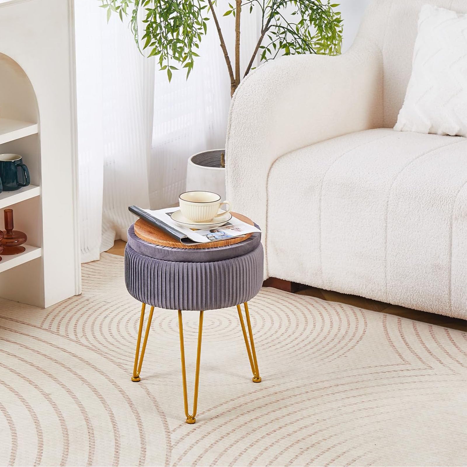 Velvet Foot Rest Stool or Ottomans and Poufs