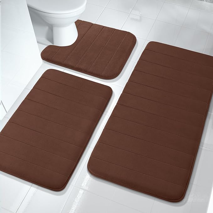 3 Pieces Memory Foam Bath Mat Sets