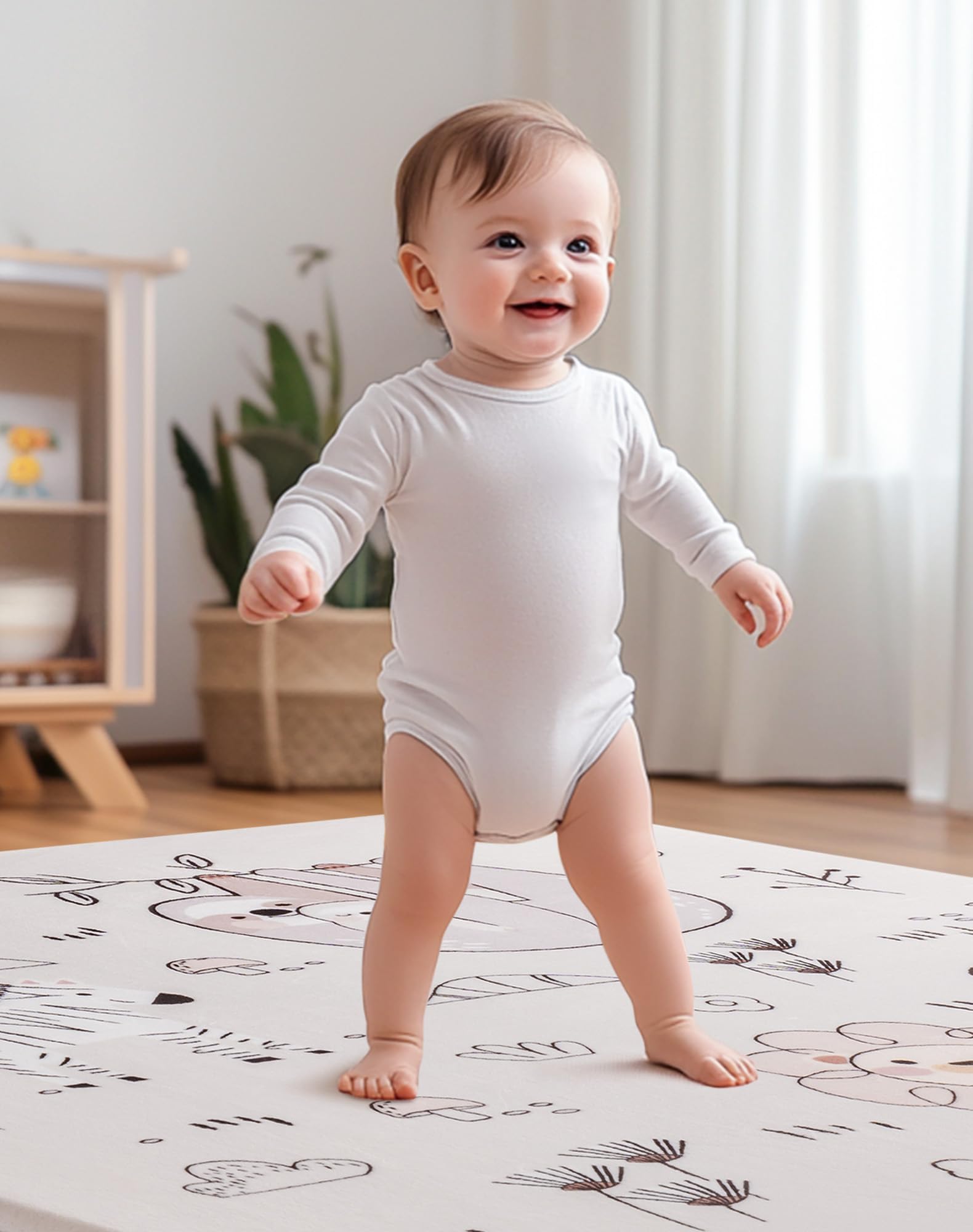 Baby Play Mat, Baby Floor Play Mat, 50×50in Kids Play Mat with Non-Slip Pad