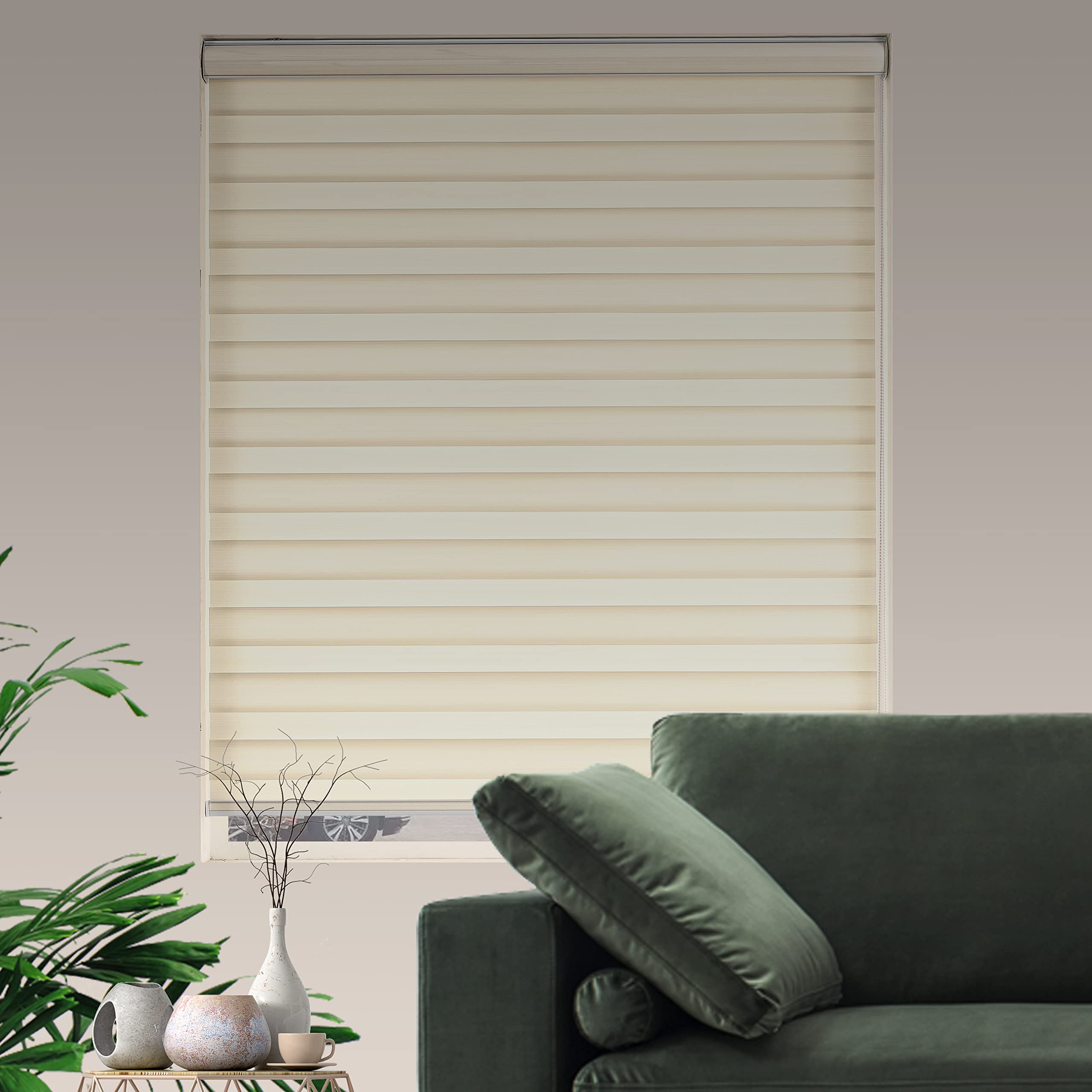 Custom Zebra Blinds for Windows Light Filtering Dual-Layer Window Shades for Privacy