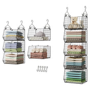 5 Tier Closet Hanging Organizer, Clothes Hanging Shelves with 4 Hanging Hooks 5 S Hooks