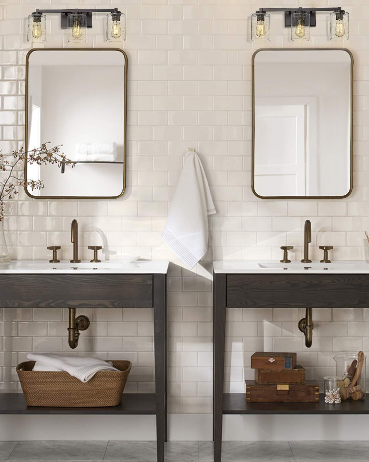 Bathroom Vanity Lights, 3-Light Vintage Wall Sconce Light Fixtures