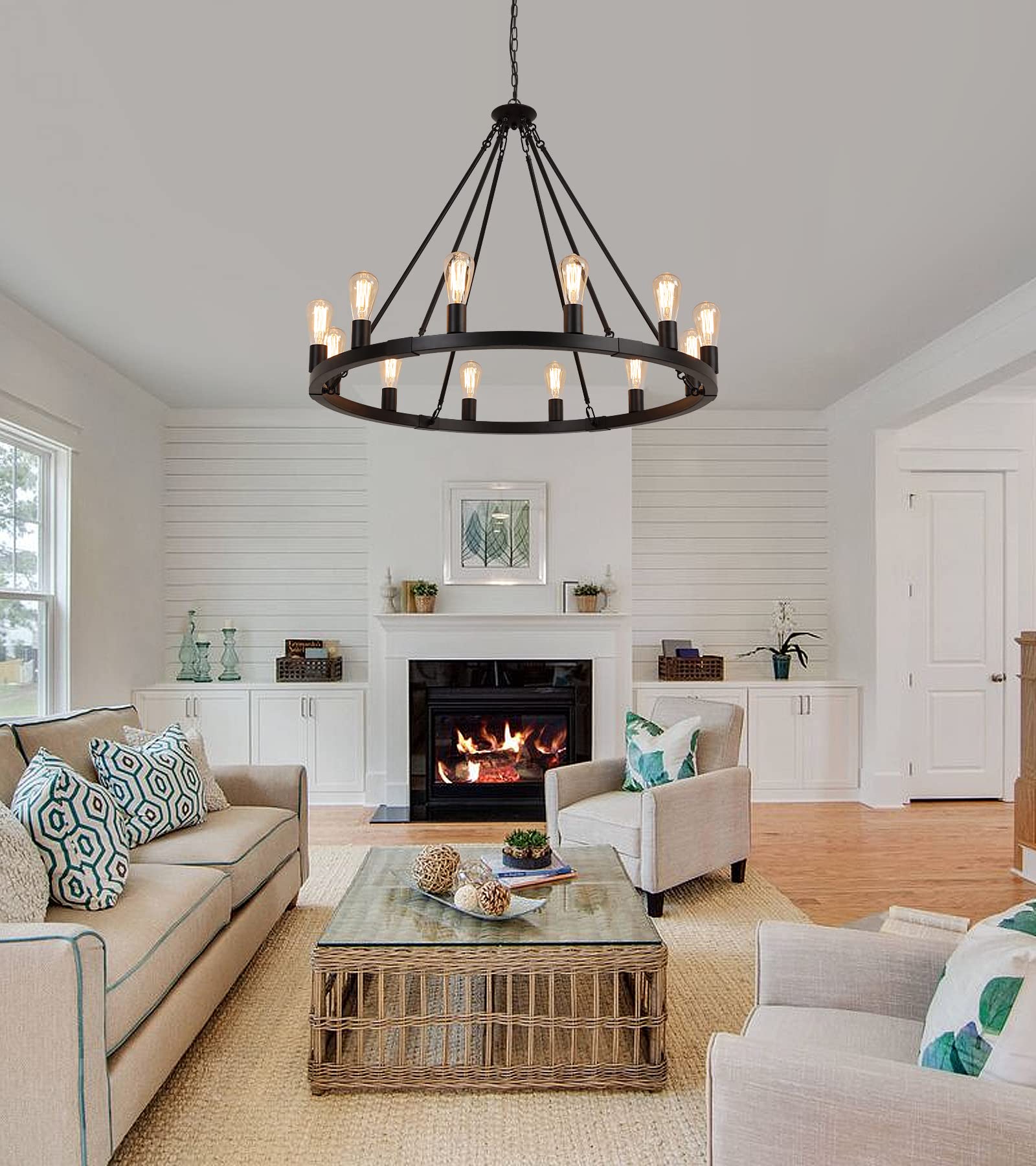 Large Farmhouse Wagon Wheel Chandelier