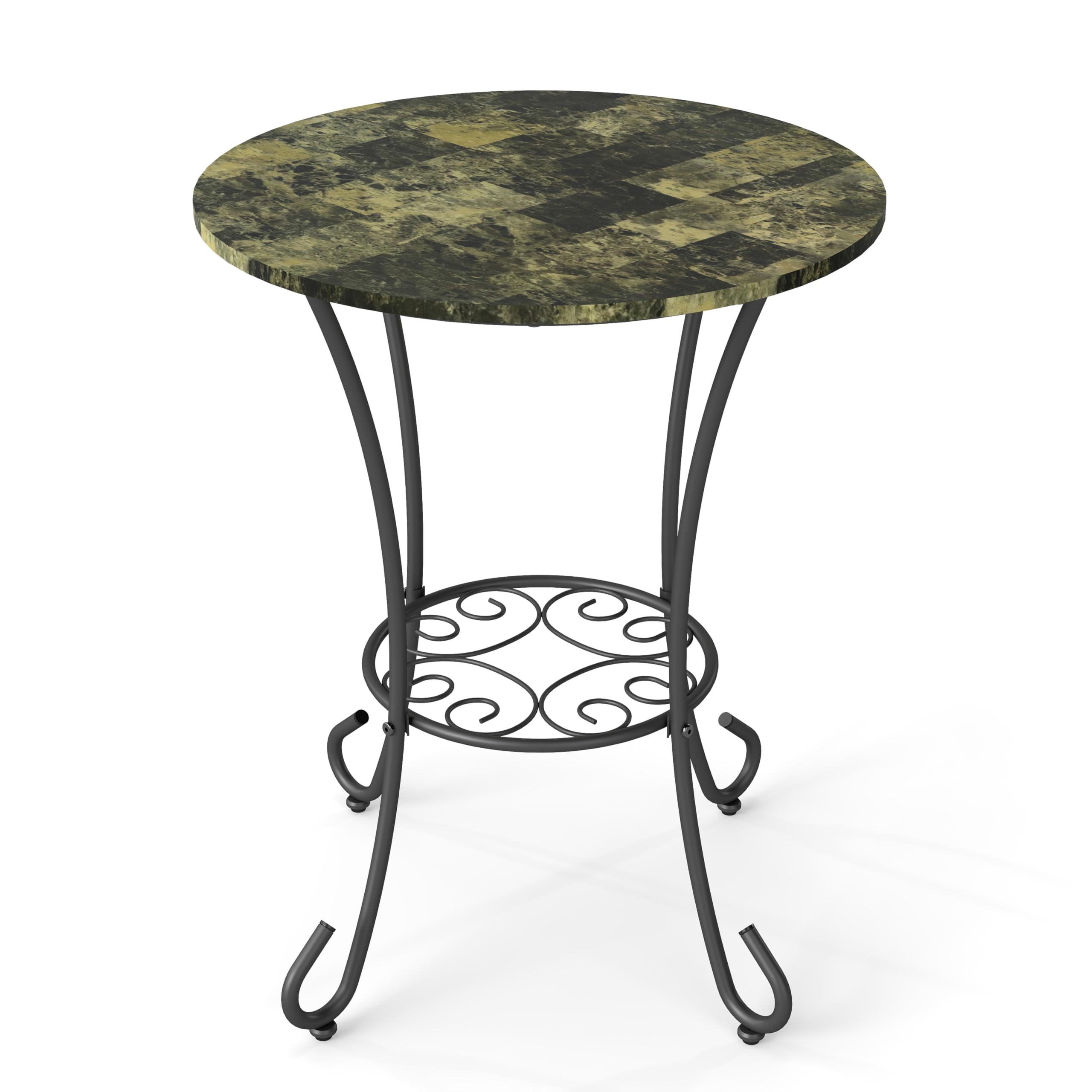 3-Piece Bistro Table Set, American Style Wrought Iron Dining Set with Round Table & 2 Chairs