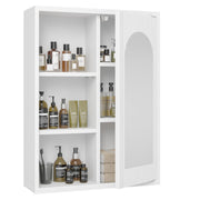 20’’x26’’ Medicine Cabinet, Bathroom Cabinet Wall Mounted with Fluted Door & Arch Mirror