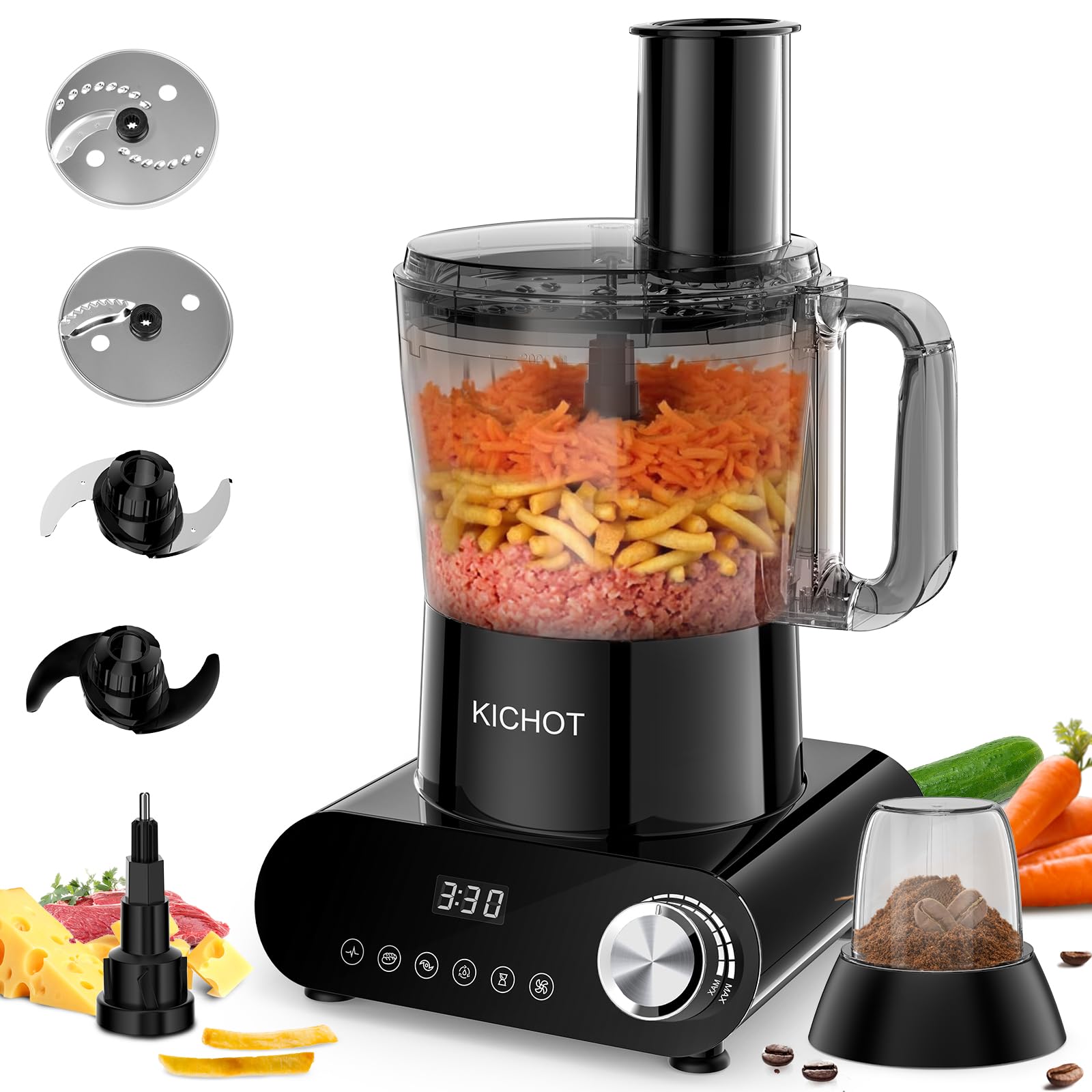 Vegetable Chopper,French-Fry-Cutter, Stepless Speed,Digital Timer