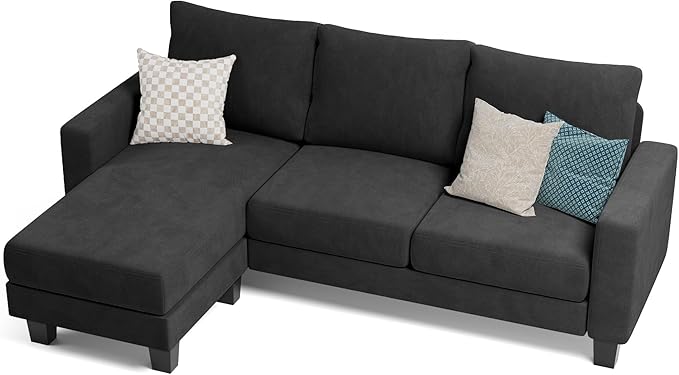 Sofa for Living Room, Couch with Convertible Chaise