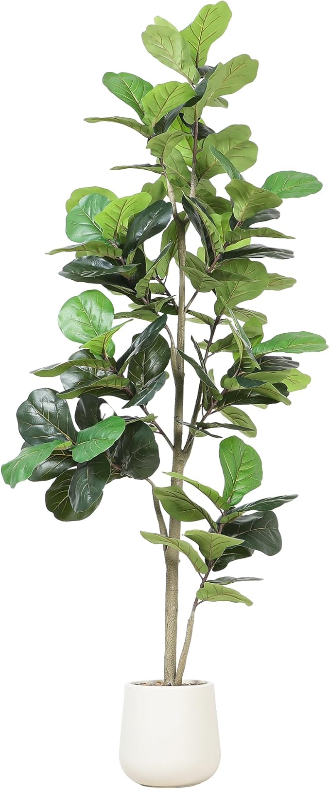 Artificial Fiddle Leaf Tree, 5ft Faux Plant Fake Ficus Lyrata Silk Trees with White Planter