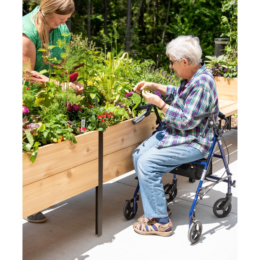 Raised Garden Bed Elevated Cedar Planter Box | 2' x 8' Self-Watering Standing Garden