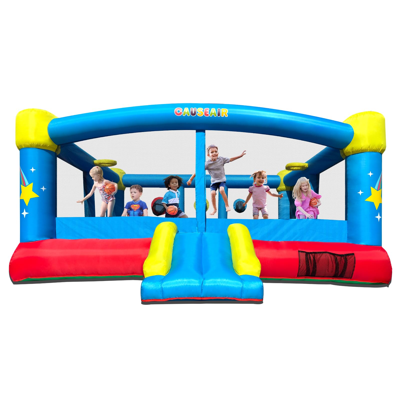 Inflatable Bounce House for Party Fun,15ft x 14.8ft,Double Basketball Hoop