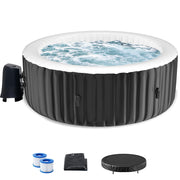 4 Person Inflatable Hot Tub, Large Portable Round Hot Tub with 120 Bubble Jets