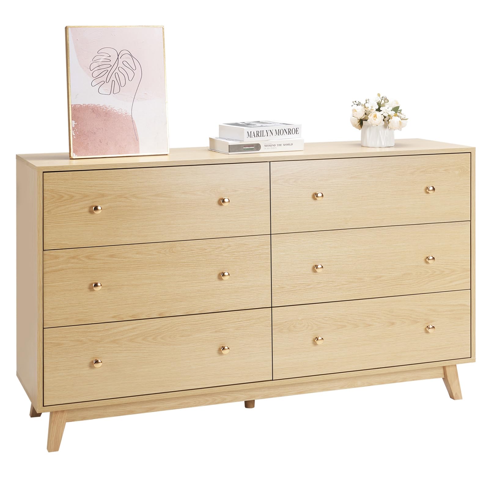 Dresser, Wooden Chest of Drawers with Sliding with Anti-tip Device, Modern