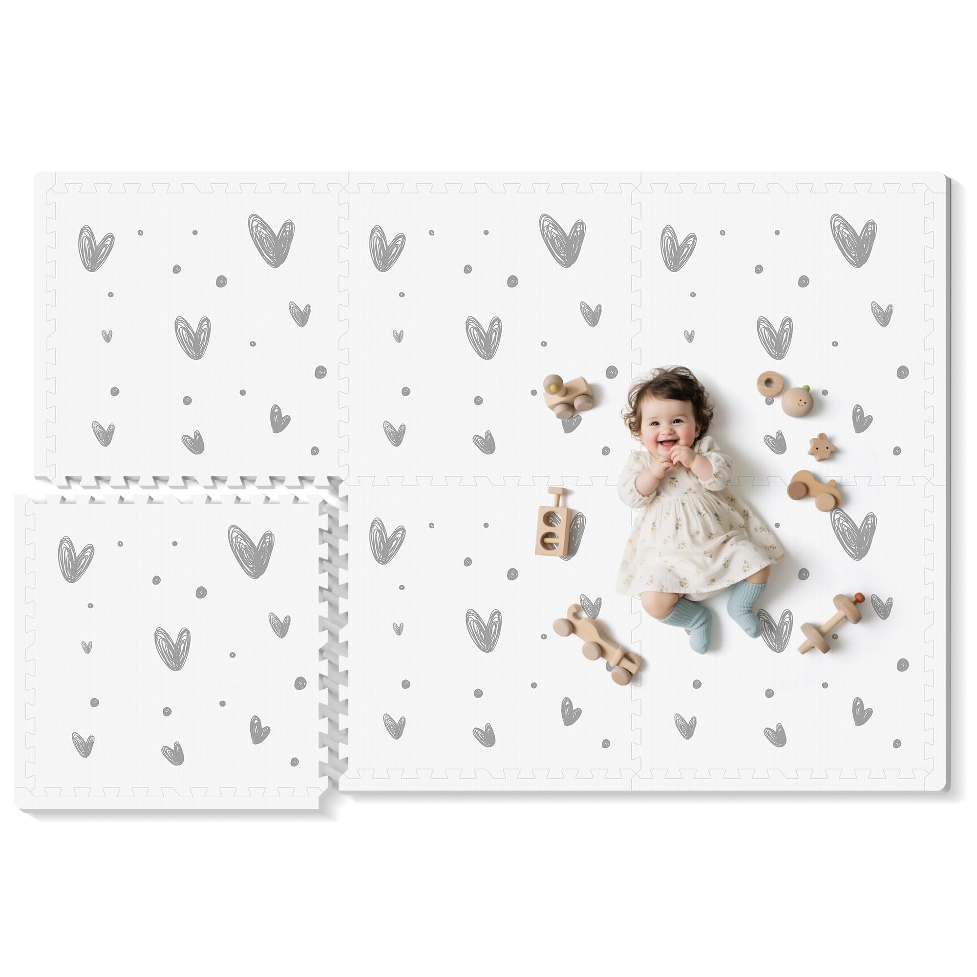 XL Baby Play Mat-72”x 48” Puzzle Play Mat,with 6 Foam Floor Tiles,Interlocking Foam Baby