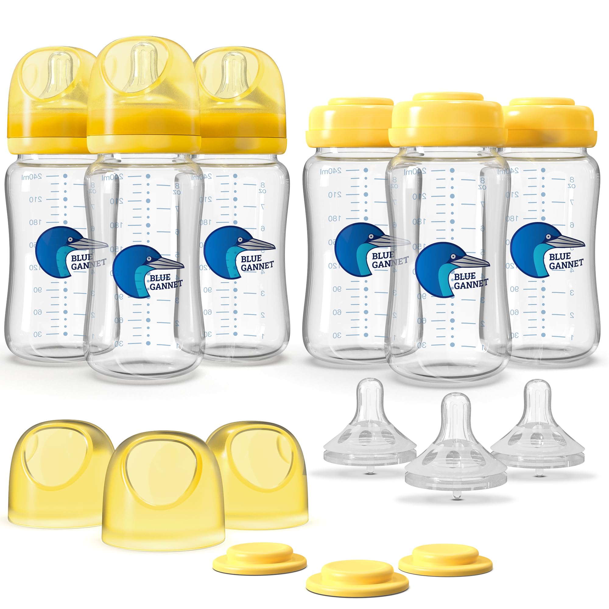 Multipurpose Anti-Colic Glass Baby Bottles with Slow Flow and Natural Flow Nipples