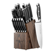 Knife Set, 18-Piece Kitchen Knife Set with Block Wooden, Manual Sharpening