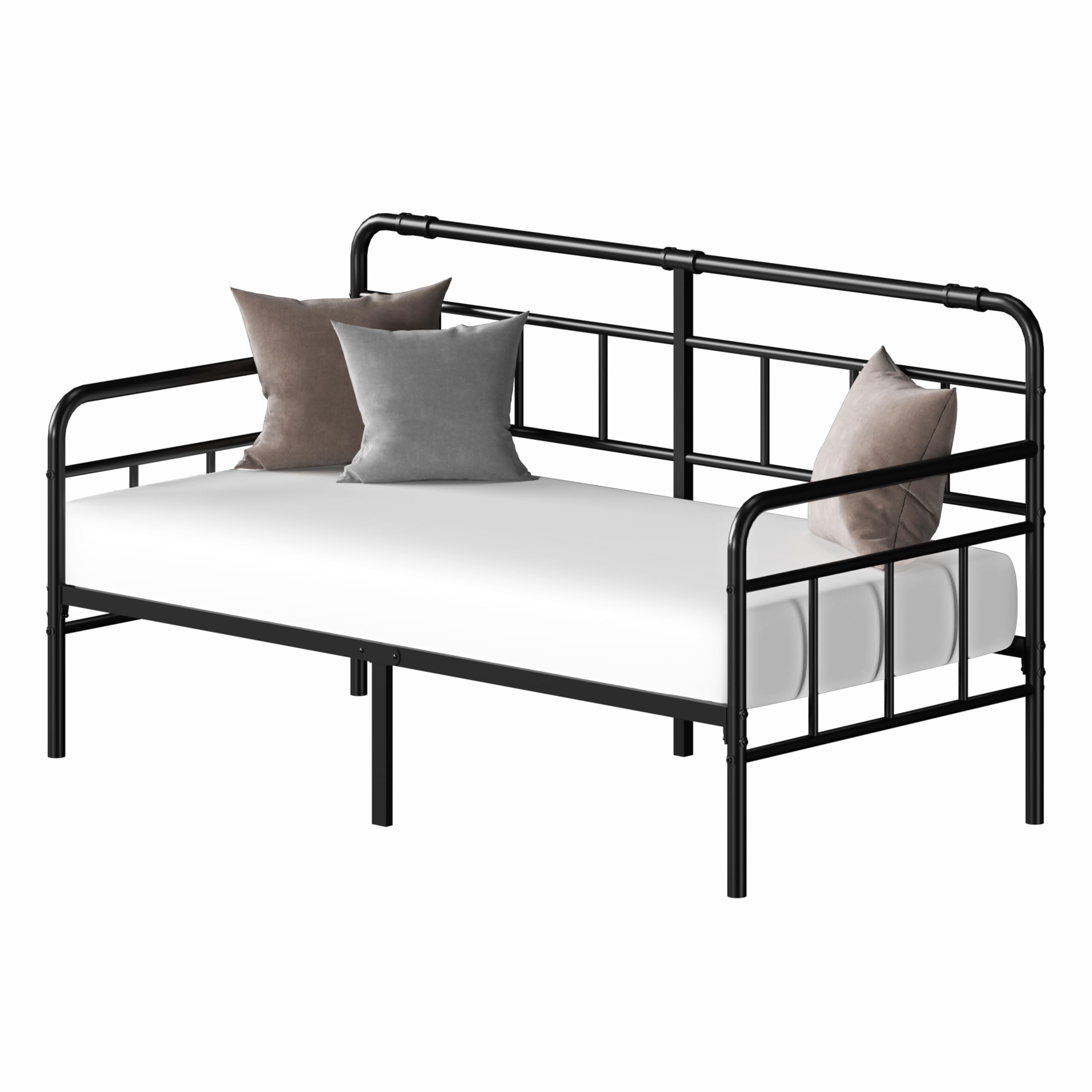 Daybed-Metal-Twin-Bed-Frames - with Modern Headboard,Strong Mattress Foundation
