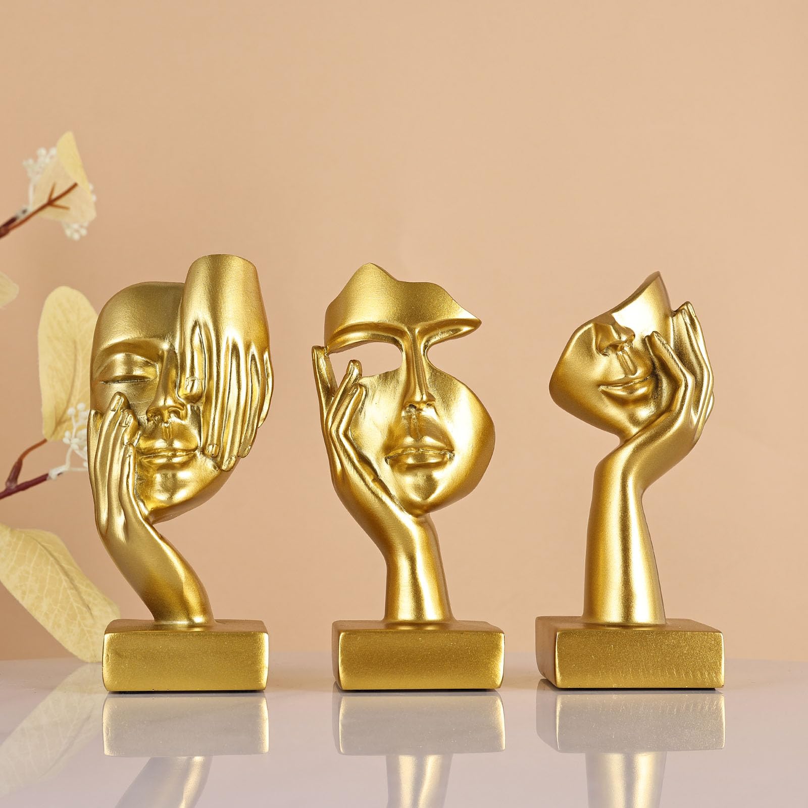 Abstract Thinker Figurine Set of 4,Modern Home Art Face Small Statue for Accents
