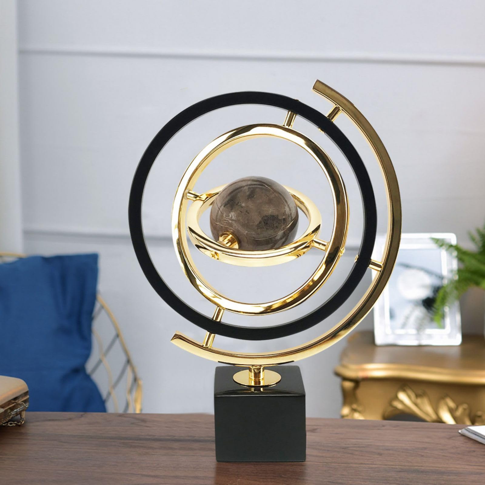 Modern Sculpture Decor Abstract Art Decoration Metal Globe Ornament Living Room Decor
