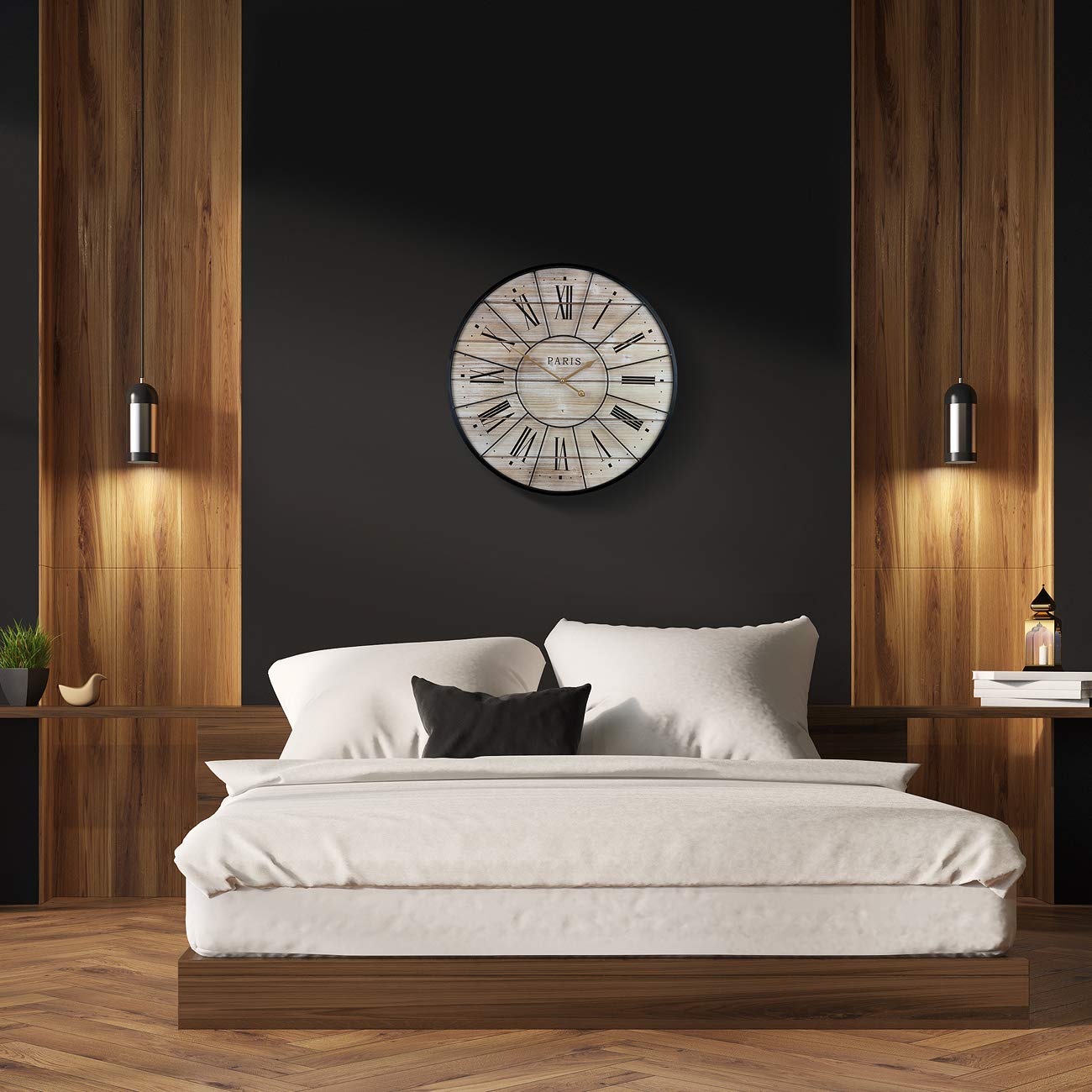 Paris Large Wall Clock for Living Room - 24-Inch Oversized Centurian Roman Numeral