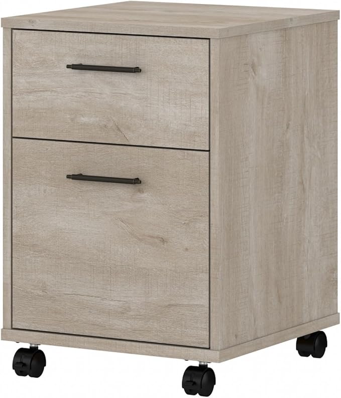 2 Drawer Rolling File Cabinet in Linen White Oak Mobile Organization for Home