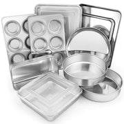 12-Piece Stainless Steel Bakeware Sets, Metal Baking Pan Set Include Round Cake Pans