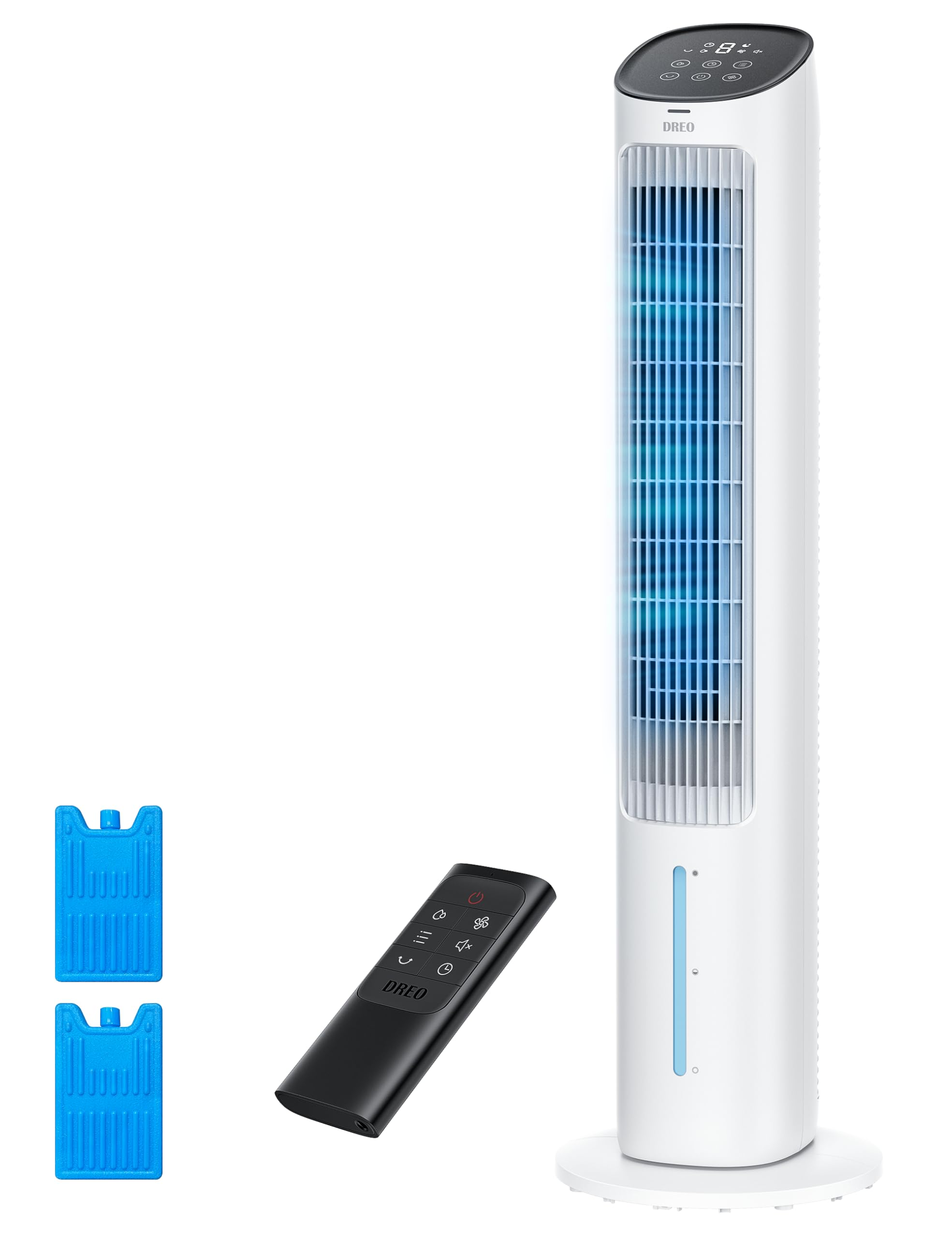 Air Cooler, 40” Standing Fans that Blow Cold Air, 80° Oscillating Bladeless