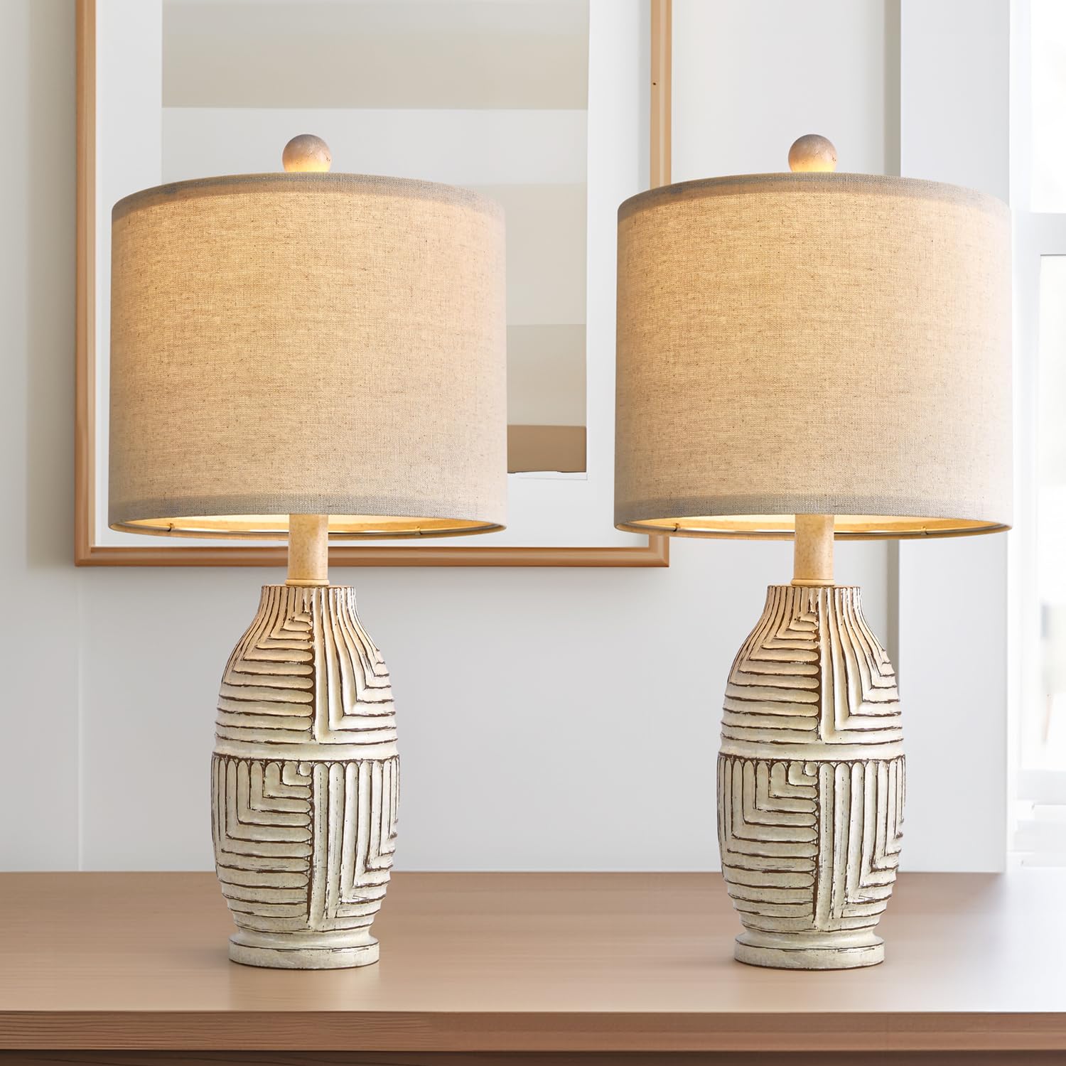 Table Lamps Set of 2 Farmhouse Lamps for Living Room Bedroom Boho Small
