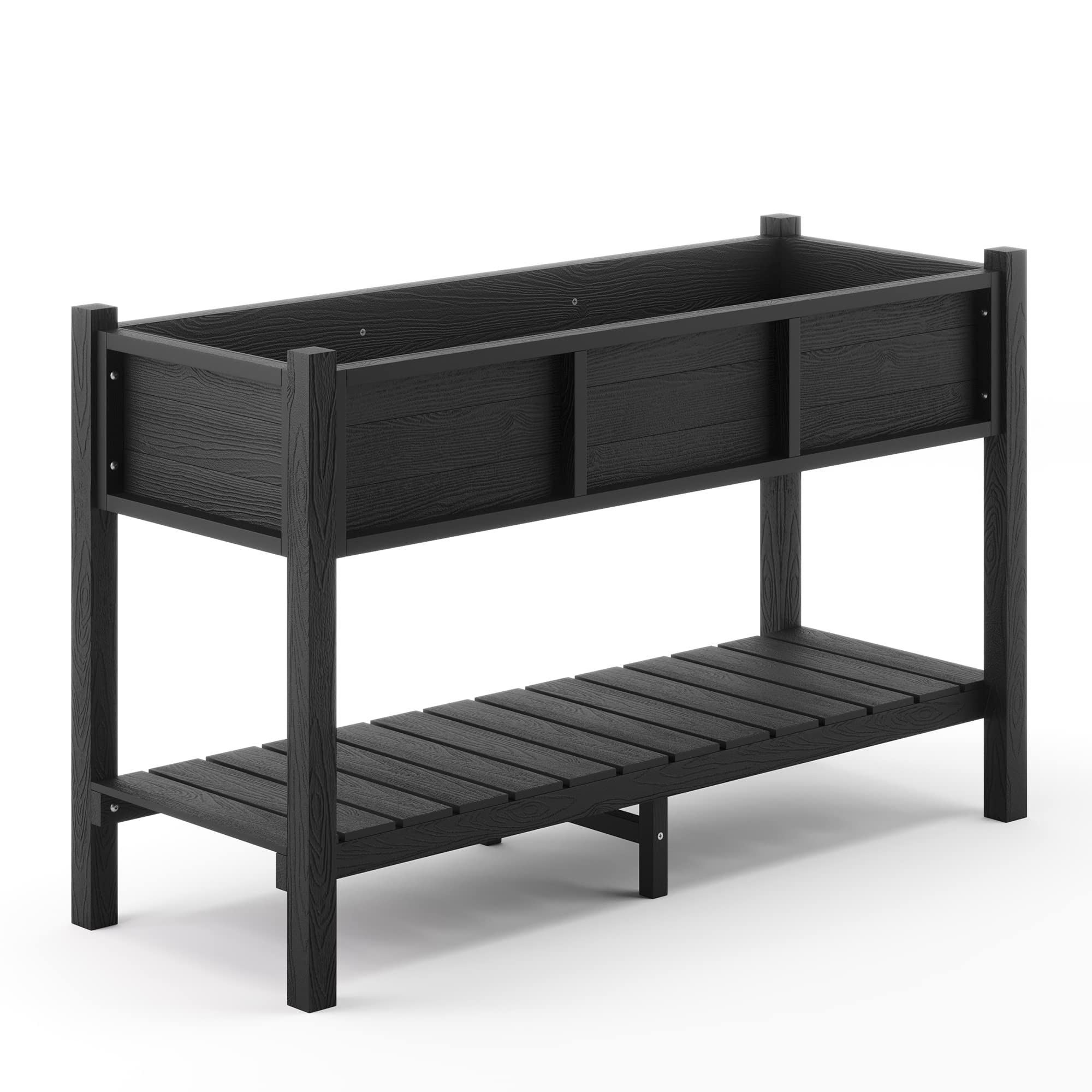 Raised Garden Bed with Tools, 47*18*29 in, Poly Elevated Planter Box