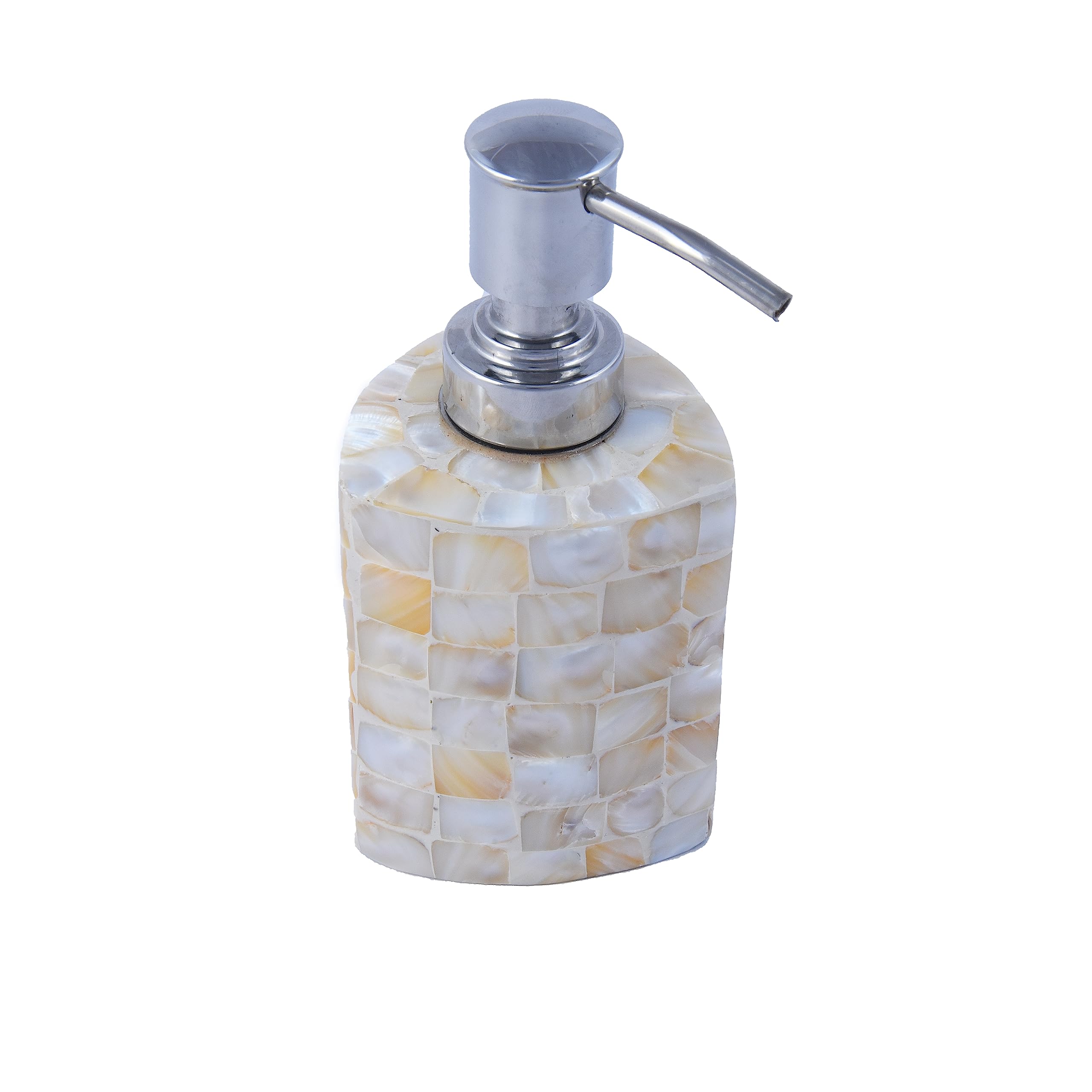 Unique 4-Piece Houseware Mother of Pearl & Steel Countertop Hand Liquid Soap/Lotion