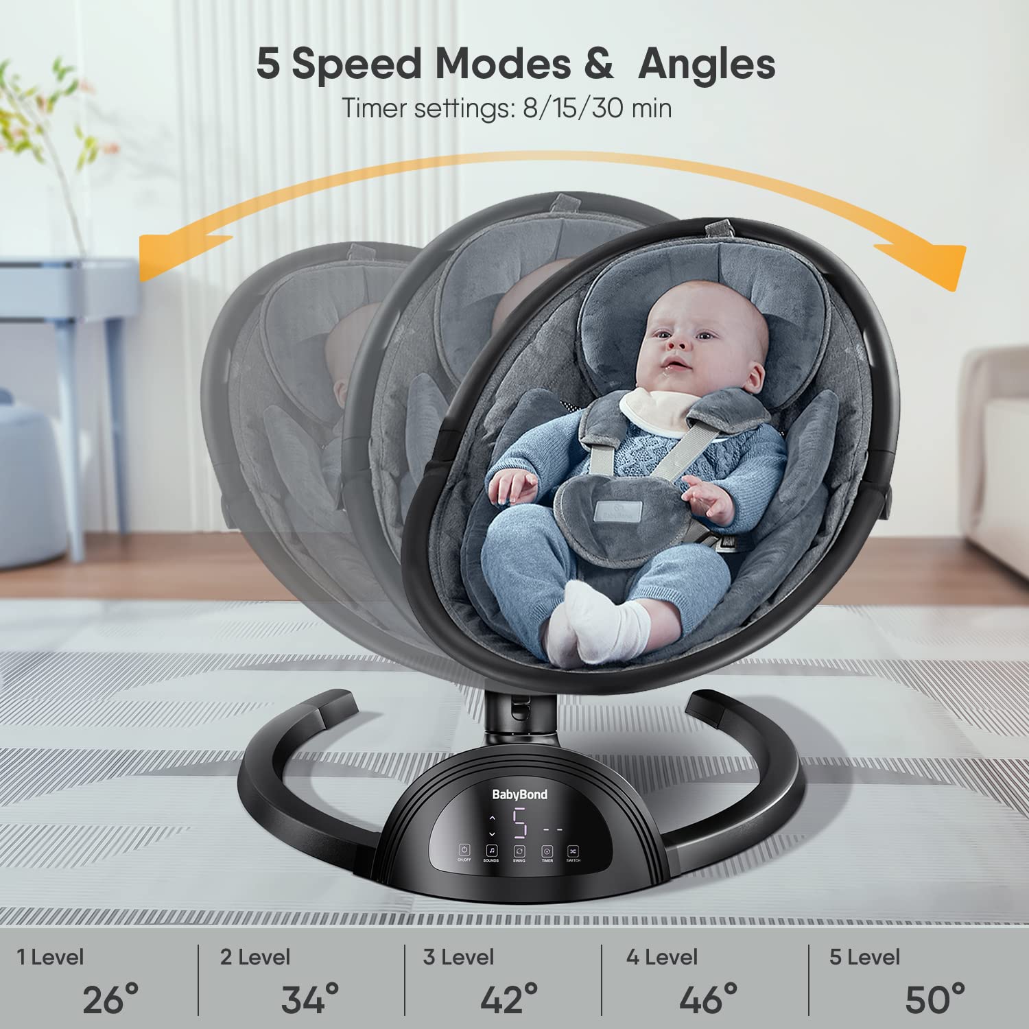 Baby Swings for Infants, Bluetooth Infant Swing with Music Speaker