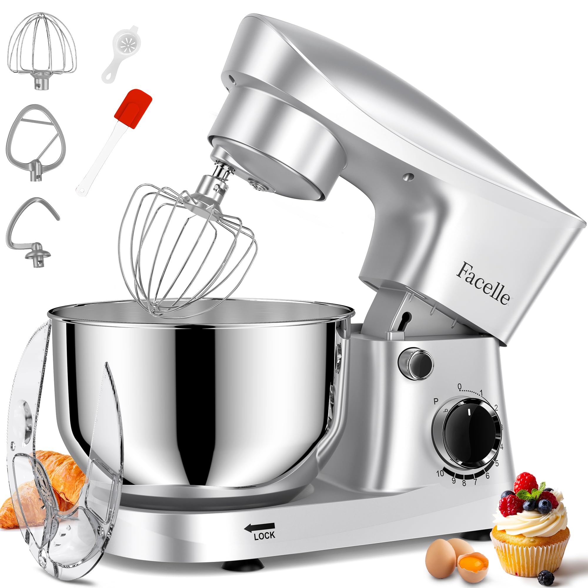 Stand Mixer, 10-Speed 6QT Kitchen Electric Mixer, Tilt-Head Food Mixer with Beater