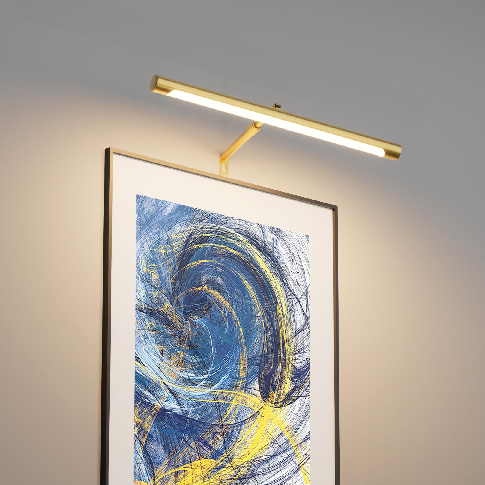 Lights for Paintings Plug in, 16" Adjustable LED Gold Picture Light Art Light, Remote