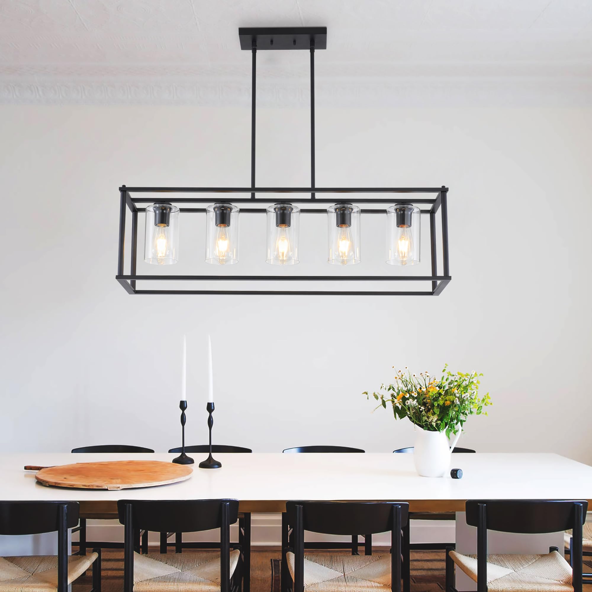 Dining Room Light Fixture Chandelier Over Table,5-Light Kitchen Island Lighting Hanging