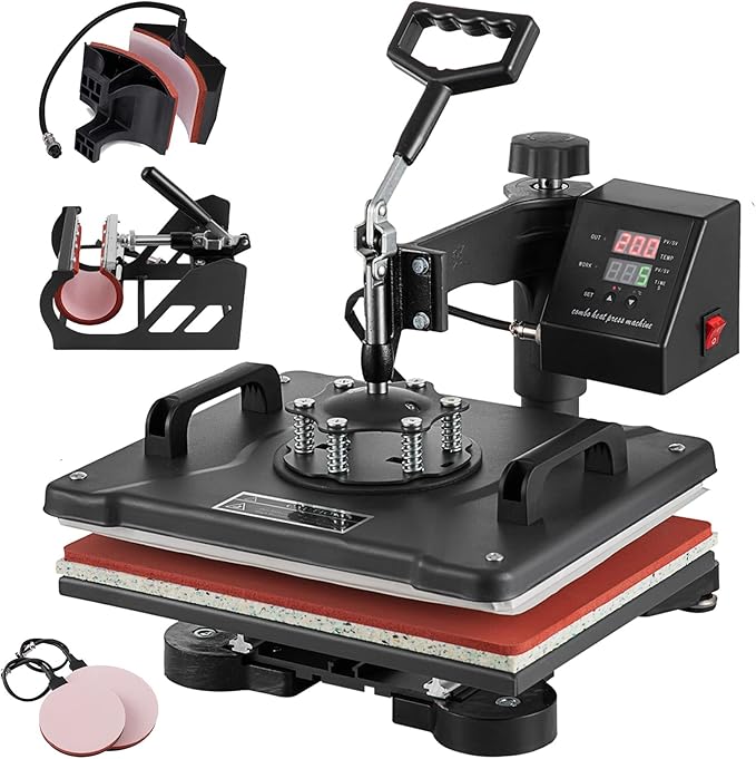 8 in 1 Heat Press Machine 12x15 inch, Combo Swing Away T Shirt Pressing Machine