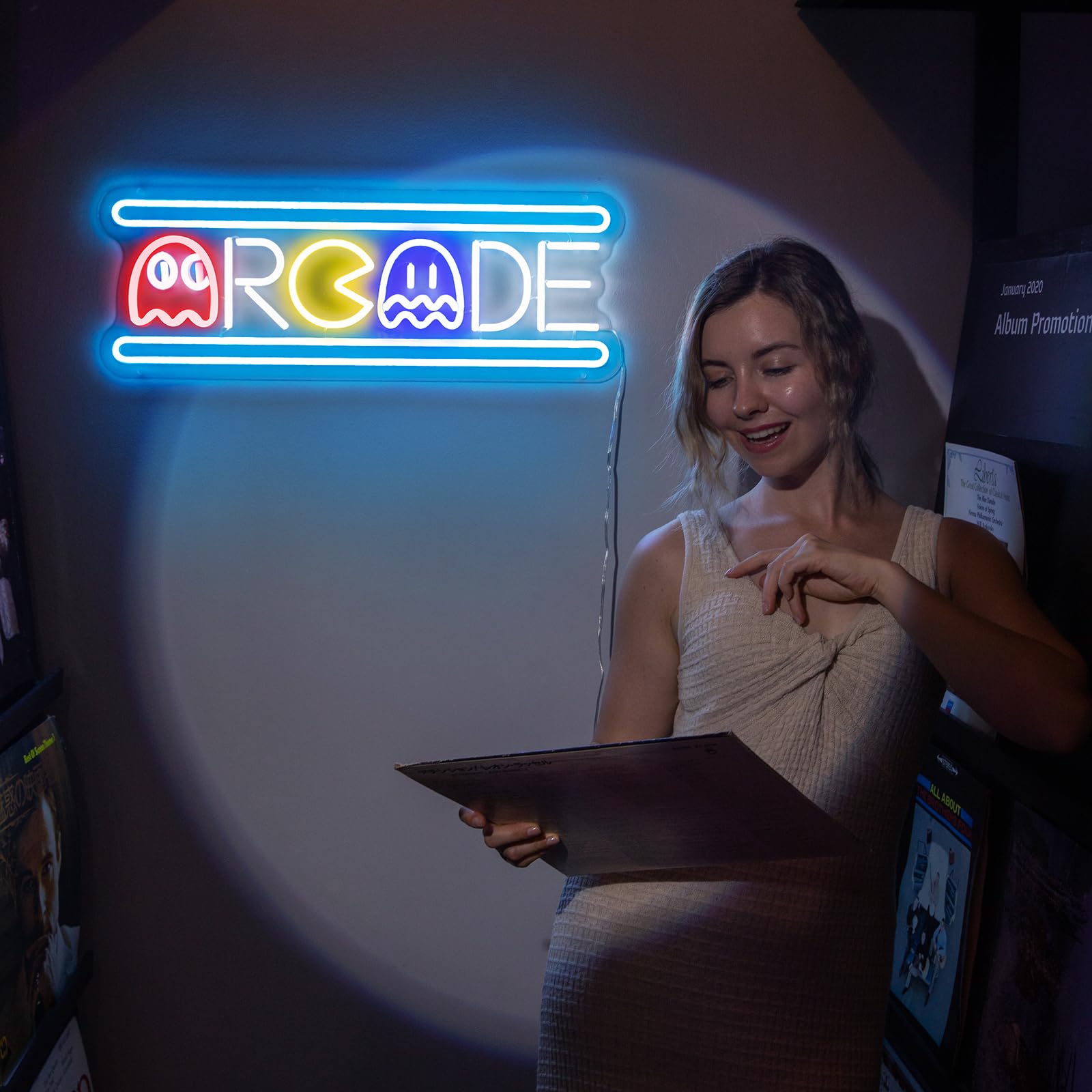 Large Arcade Neon Sign, Ugrade Retro Game Ghost Arcade LED Neon Light Sign