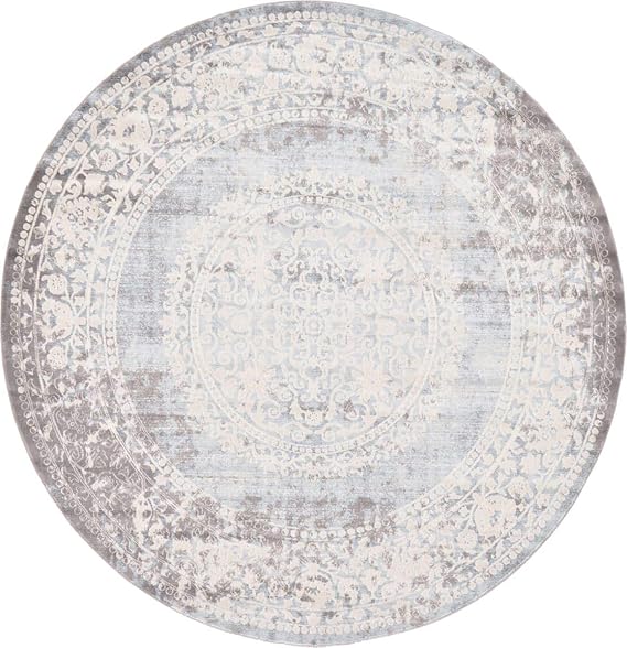 New Classical Collection Area Rug - Olwen (8'Round, Purple/ Gray)