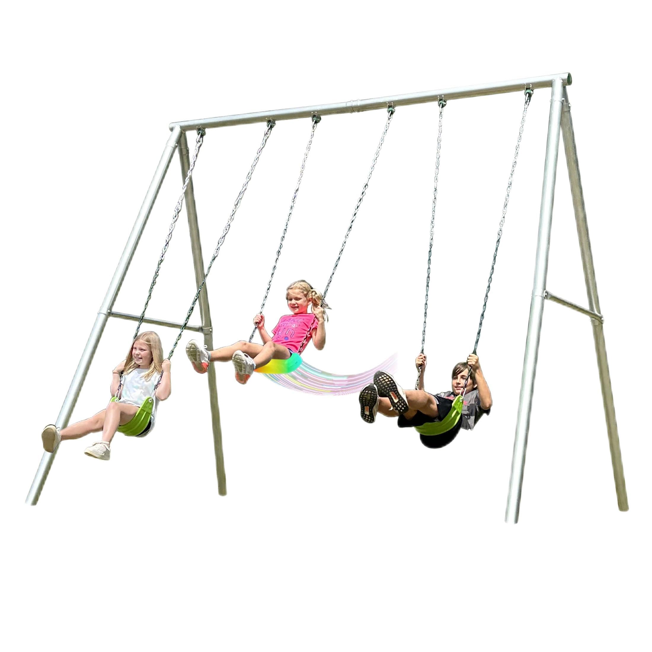 MS-1042 Patriot Metal Swing Set: 2 Swings + 1 LED Swing, Capacity 300 LBs