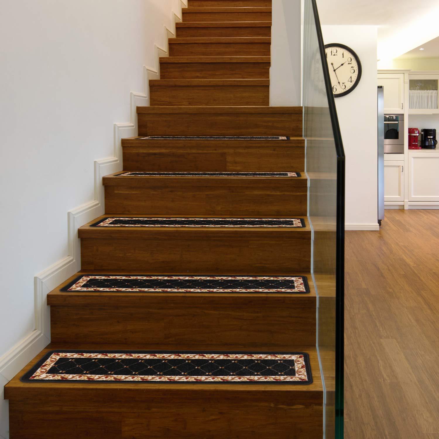 Set of 15 Skid-Resistant Carpet Stair Treads – Traditional Lattice