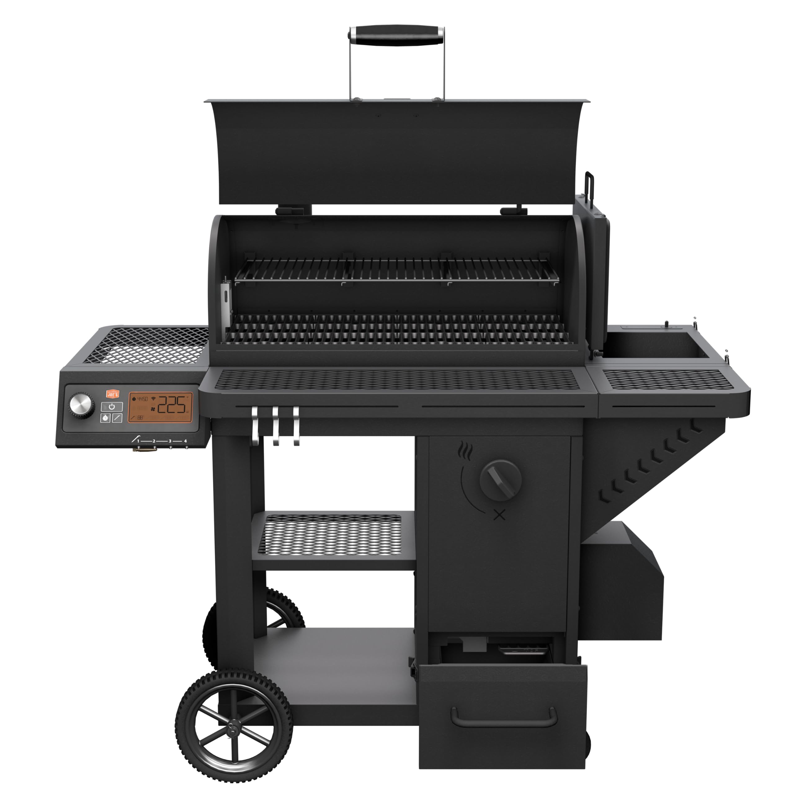 Tahoma™ Auto-Feed Charcoal 900 Deluxe Smoker and Grill, Black Steel, 24203105