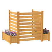 Air Conditioner Fence 3 Panels Outdoor Wood Privacy Screen with Planter Box to Hide