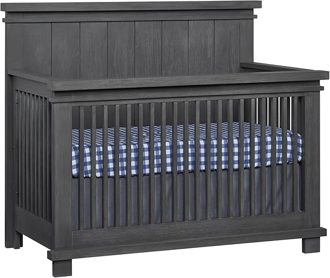4-in-1 Convertible Crib, Flat-Top Headboard, Smooth Stone Wash