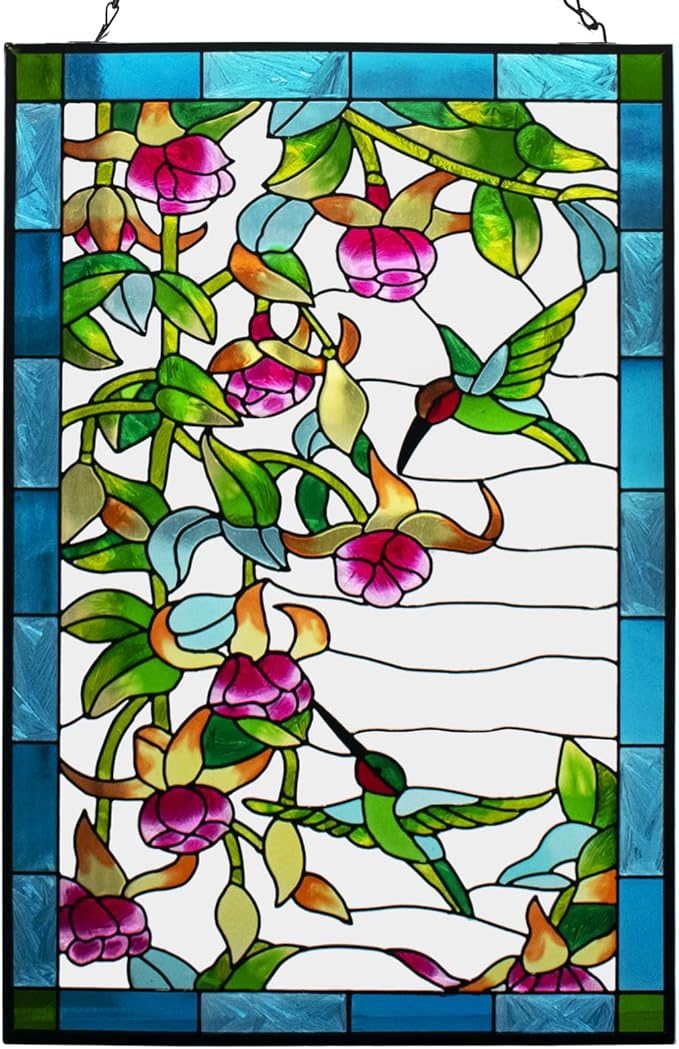 W10xH15 inch Hummingbird Stained Glass Window Hangings