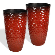 Garden 14" Dia x 24" H Large Plastic Planters with Drainage Hole, Set of 2 Hammered