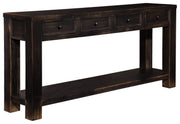 Gavelston Rustic Sofa Table with 4 Drawers and Lower Shelf